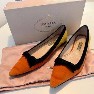 Prada Suede Pointed Toe Flats